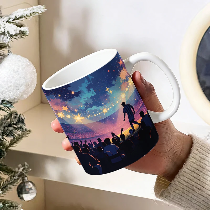 Starry Night Stadium Soccer Buttons Mug Coffee Cup Ceramic Cup with a bottle opener function of 2026 Major Football Event