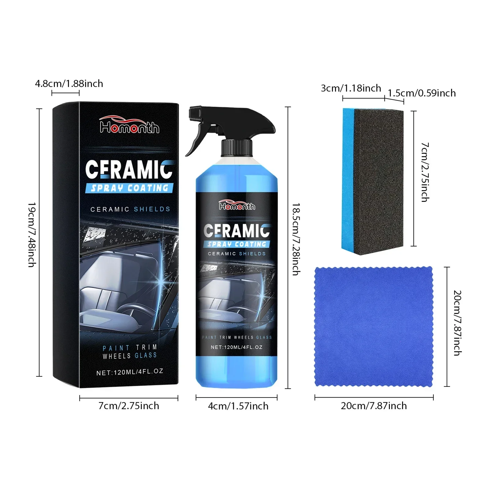 Advanced Glass Cleaner All-Weather Protective Ceramic Glass Cleaner for Car Windows Windshields