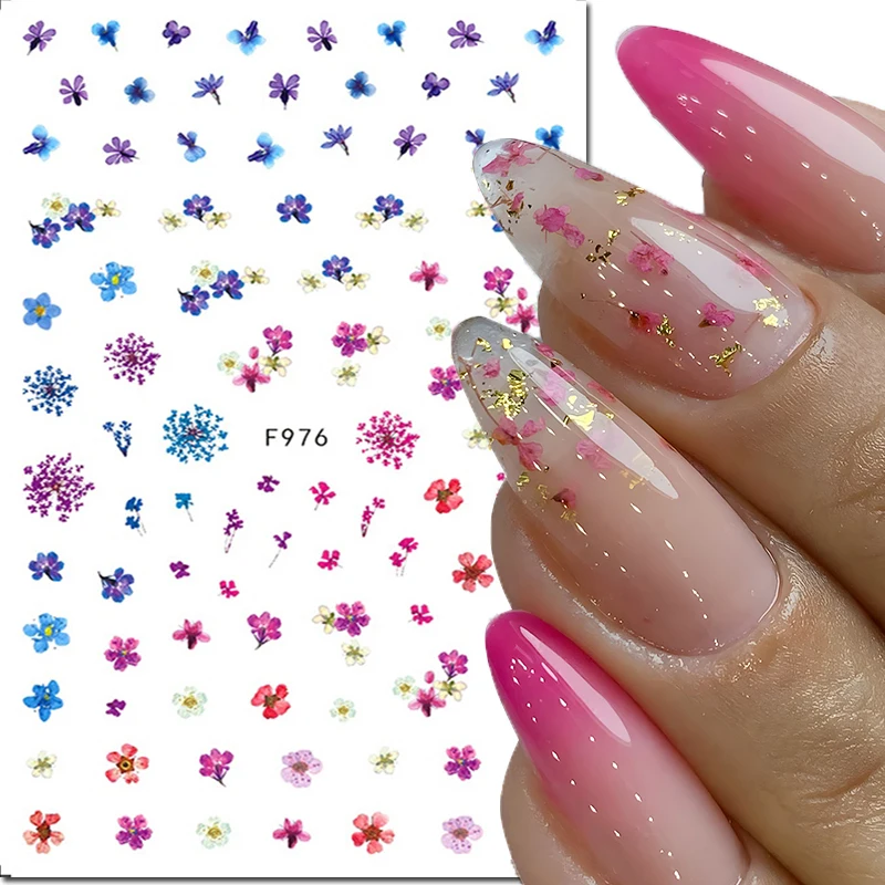 3d Nail Art Stickers Dry Little Petals Florals Nuance Flowers Adhesive Sliders Decals For Nails Decorations Manicure