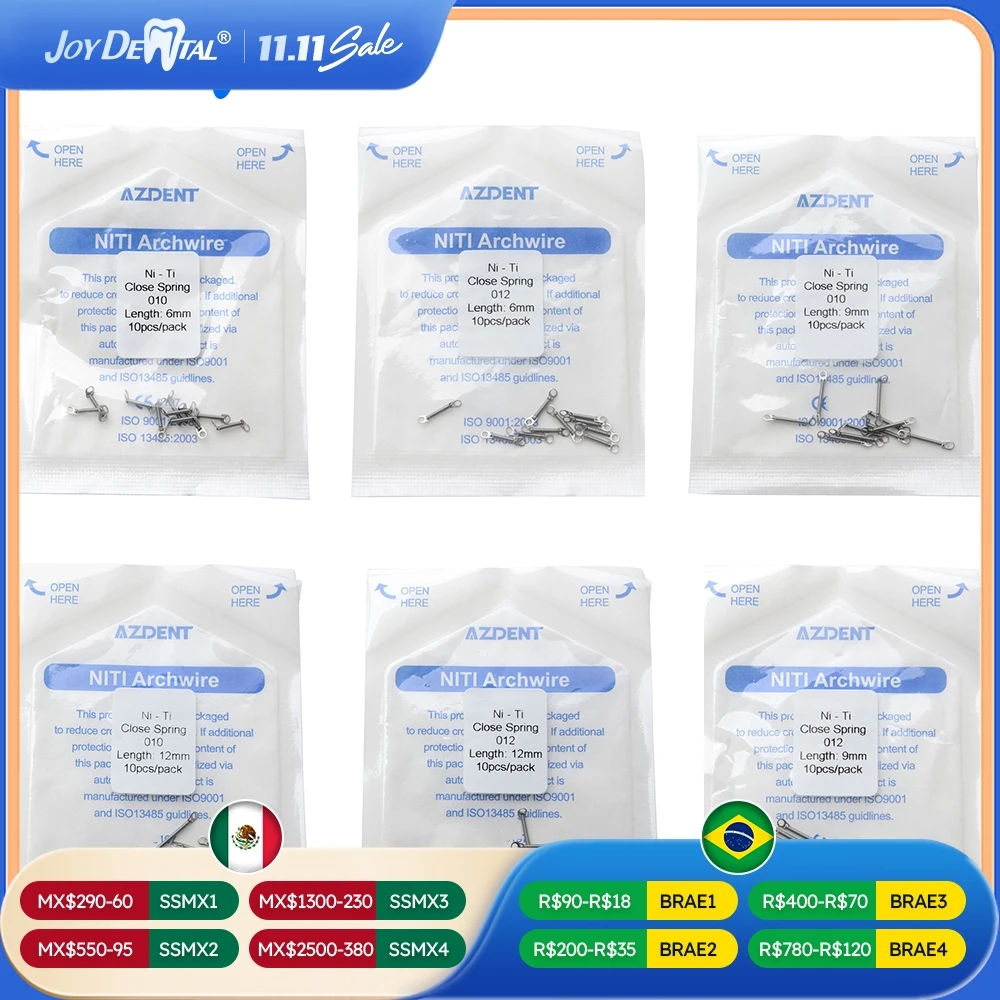 

10 шт./пакет, стоматологическая ортодонтическая катушка, пружина Niti, передние зубы, крутящий момент зуба с большим тяговым кольцом 0,010/0,12*6/9/12 мм