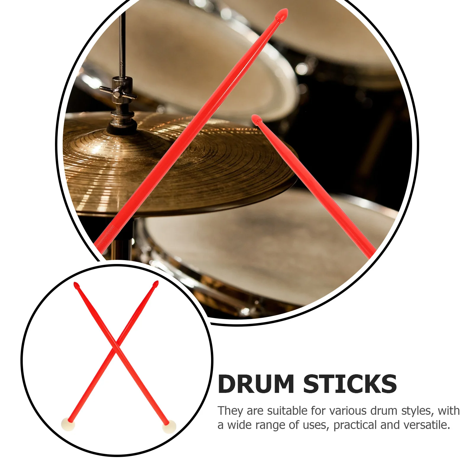 

1Pair Double-End Drum Sticks Professional Durable Nylon Felt Practice Performance Percussion Sticks Nylon Drum Stick