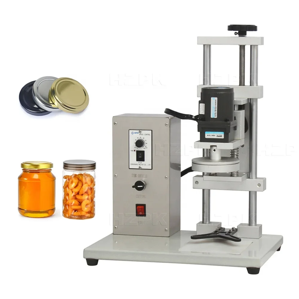 DHZ-450B Lug Cover Cap Screwing Machine Desktop Semi-automatic Glass Jar Plastic Cover Sealing Machine Bottle Cap 70mm