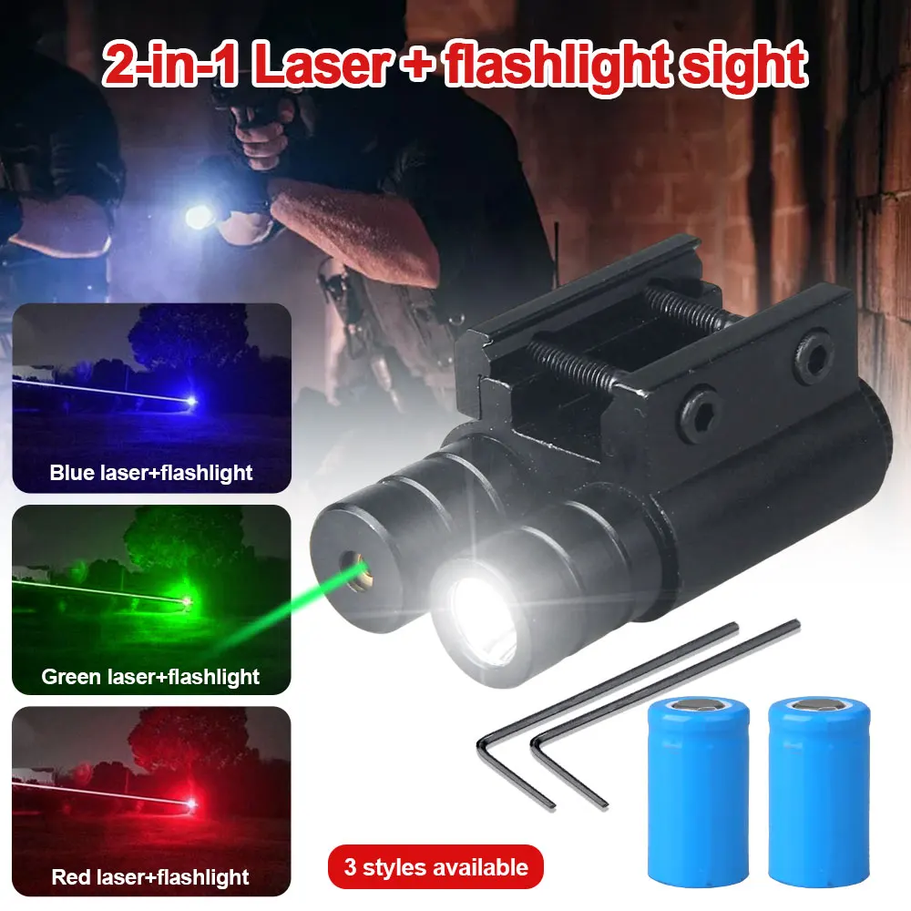 Tactical Weapon Light With Red Green Blue Laser Sight Outdoor Flashlight for 20mm Rails Pistol Gun Light Hunting Gun Accessories