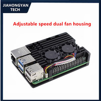 For Raspberry Pi 5 Dual Fan Cooling Shell Aluminum Alloy Radiator