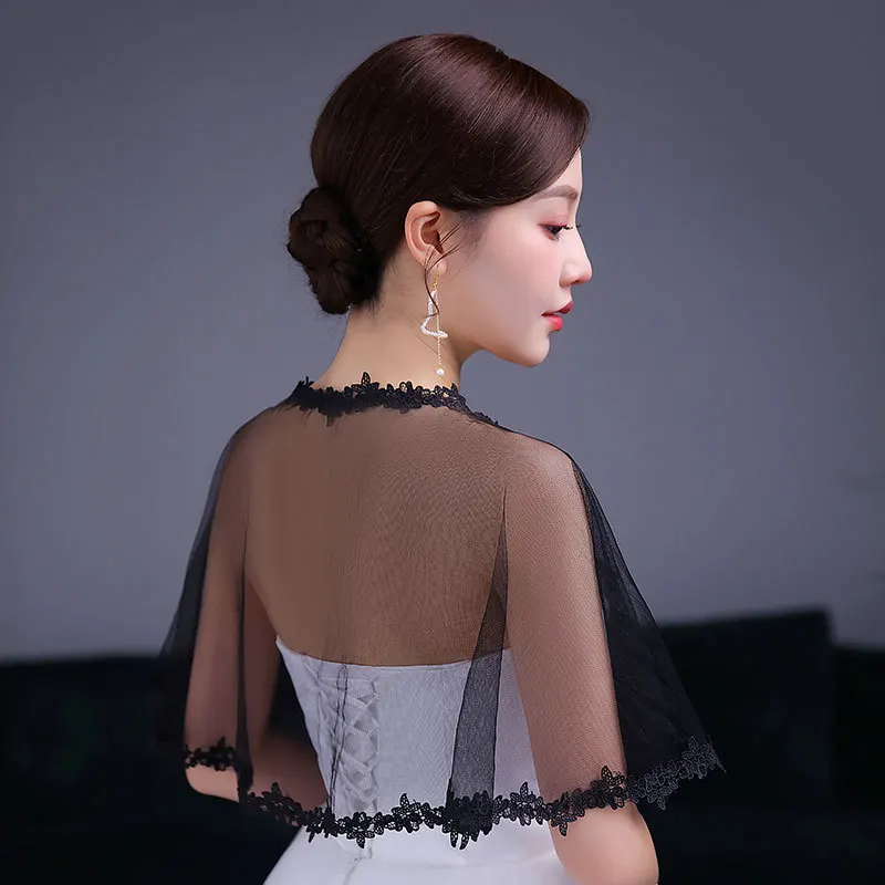 Korean Solid Color Thin Chiffon Women's Sunscreen Shawl Summer Collocation Suspender Skirt With Diamond Buckle Lace Cloak V25