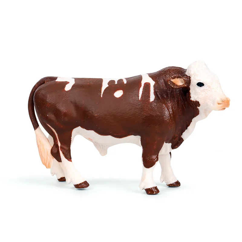 13.5*4*8.5CM solid simulation wild animal model poultry Simmental bull ranch dairy cow children's toy decoration