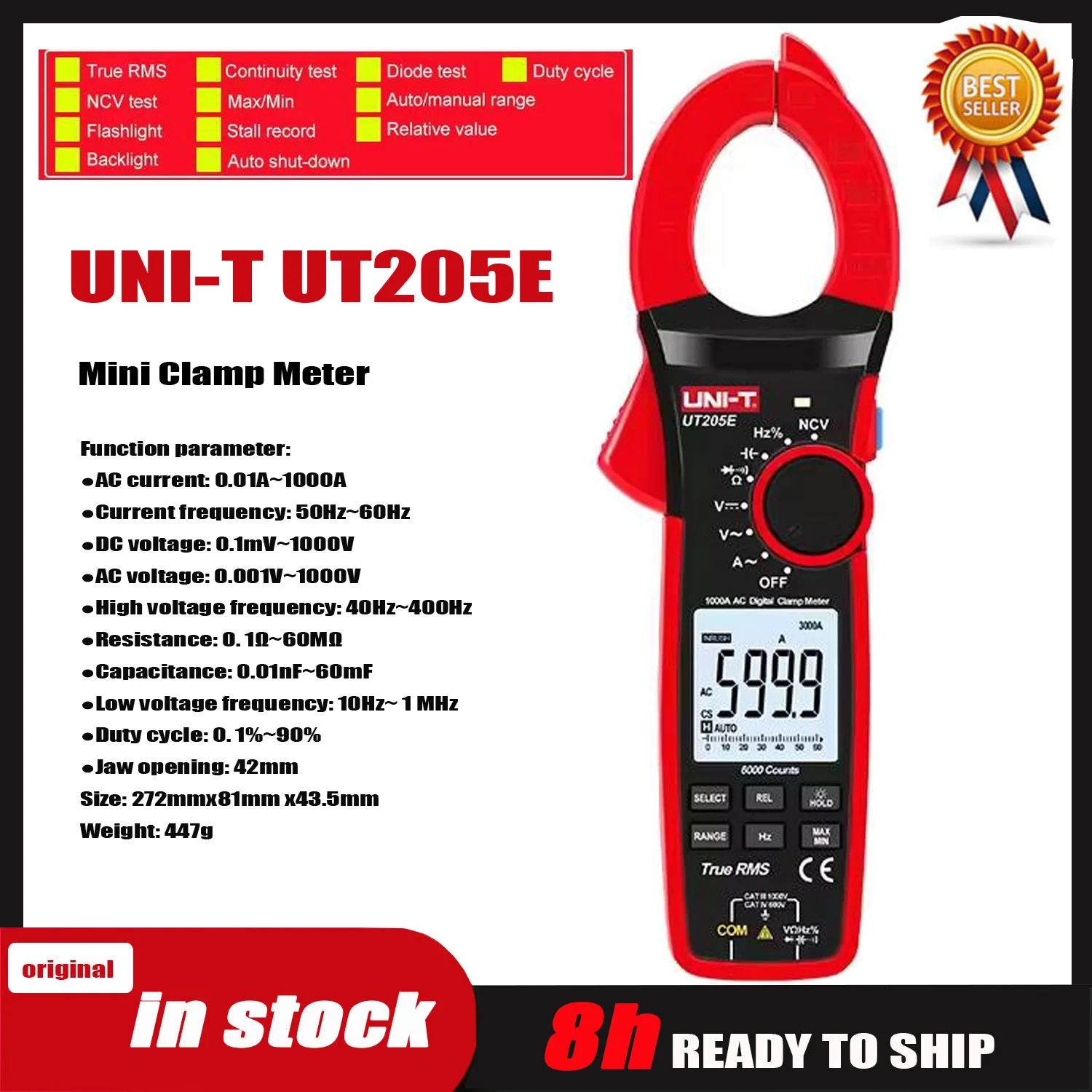 UNI-T UT204+ UT210E Series UT202A+ UT203+ UT202+ Digital Clamp Meter Multimeter Voltage Multimeter High Precision Ammeter Tester