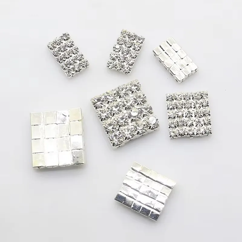 10pcs/lot Flat Surface Rhinestone buttons Square Crystal button Wedding Invitation Hair flower center DIY Jewelry Accessories