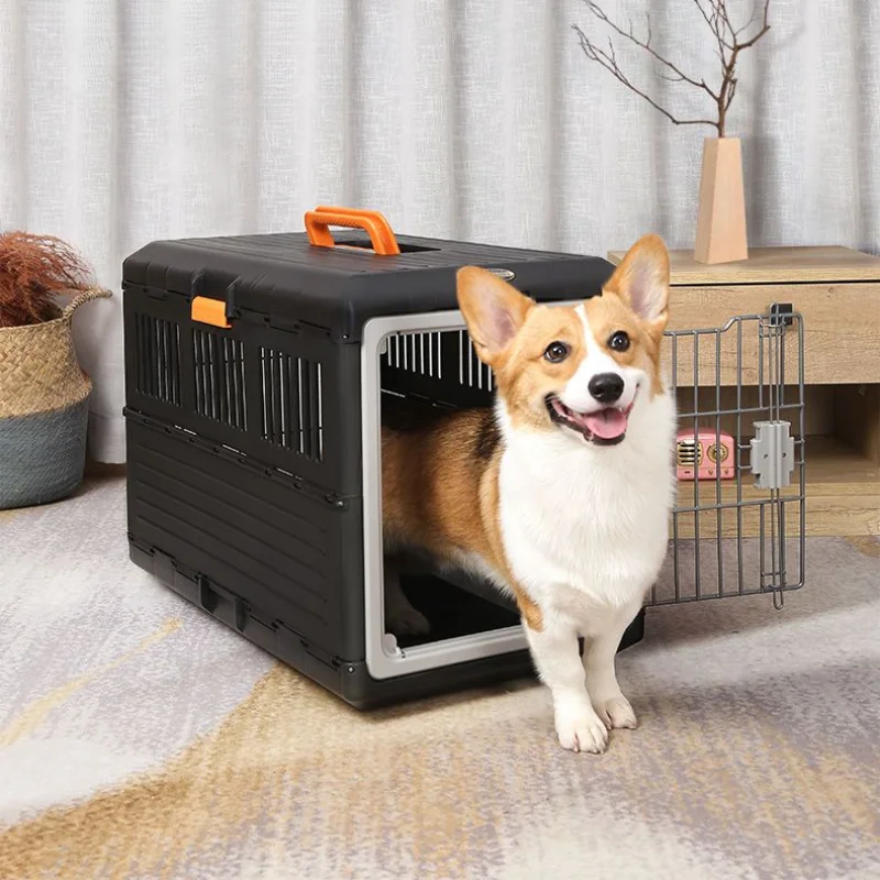 Portable foldable dog cage Oversized breathable pet airline box Car pet cage for traveling Multi-function foldable pet cage