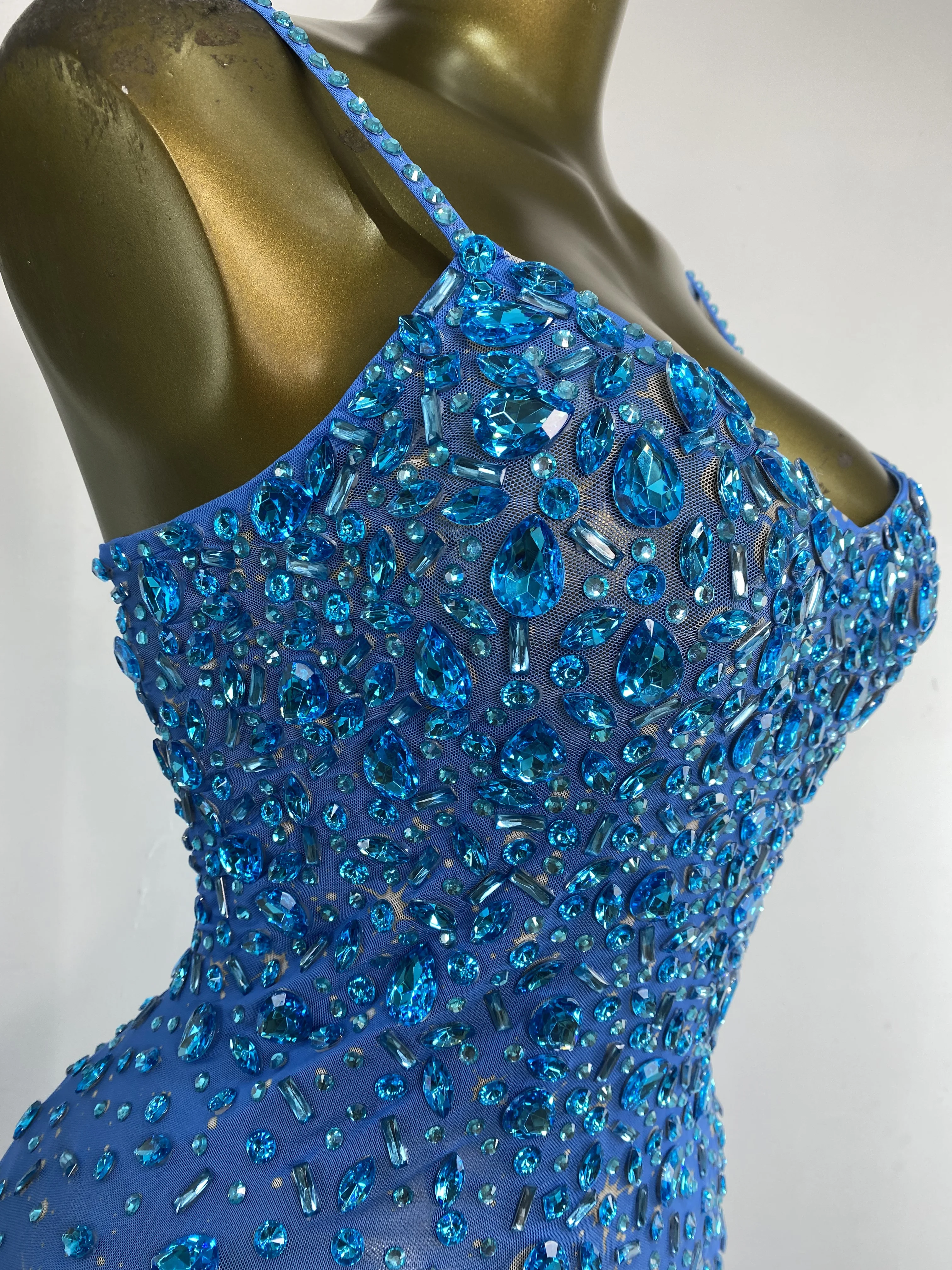 aqua blue sequin dress Portia and Scarlett Plunging Sequin Dress PS24038 Green / 12 main image 1