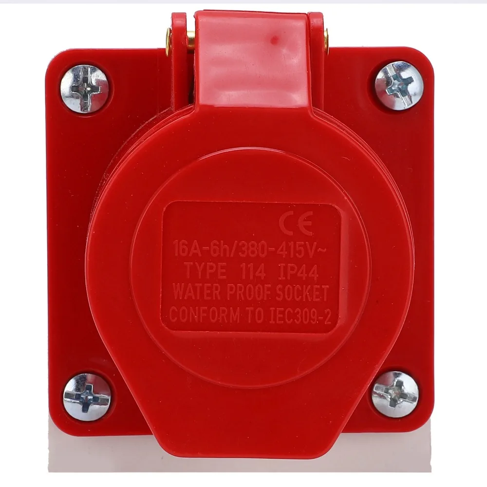

4-контактный промышленный разъем питания 16А, 380‐415 В, 3-фазная промышленная вилка, непромокаемая, IP44, электрическое соединение для поверхностного монтажа