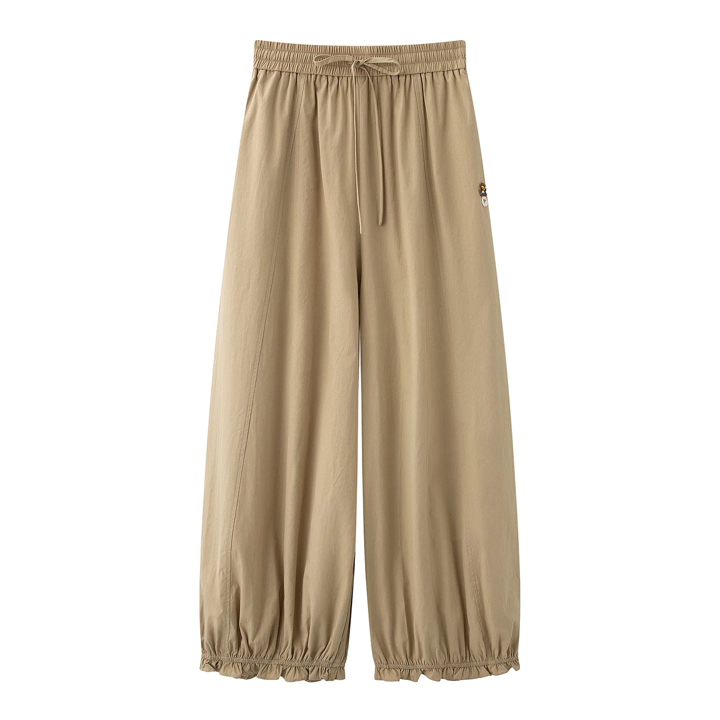 Maxdutti Eight Inch Wide Leg Pants, Casual Elastic Waistband, Forest Style Age Reducing Loose Lantern Pants Woman Clothes