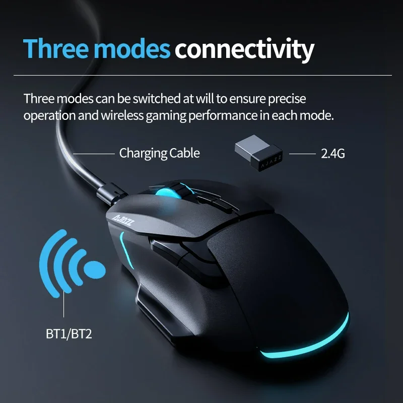 Ajazz Aj039 Rgb Mouse Tri-Mode Usb 2.4G Wired Wireless Bluetooth Mouse Gaming 7200Dpi Ergonomic Gamer Mice for Pc Laptop Desktop