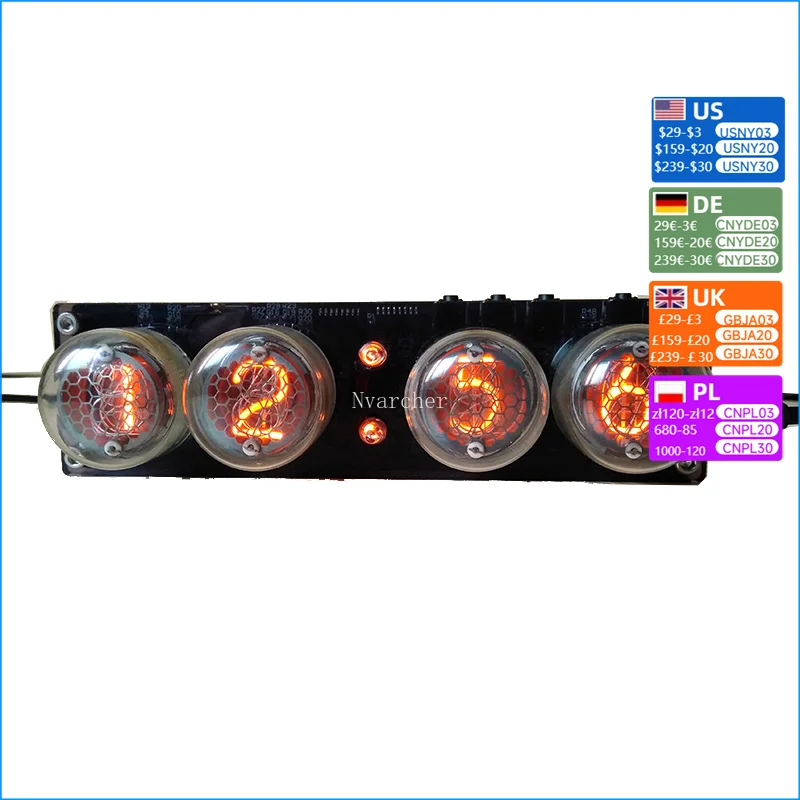 4-bit integrated glow tube clock QS30-1, SZ1-1,SZ3-1,SZ-8  with acrylic case without  tubes