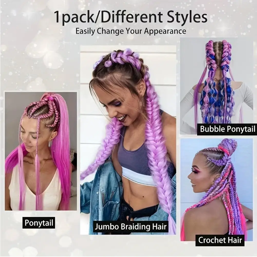 Cola de Caballo recta sintética para mujer, 1 unidad, con lazo elástico para el cabello, extensiones de cabello de cola de caballo trenzadas coloridas, accesorios para el cabello