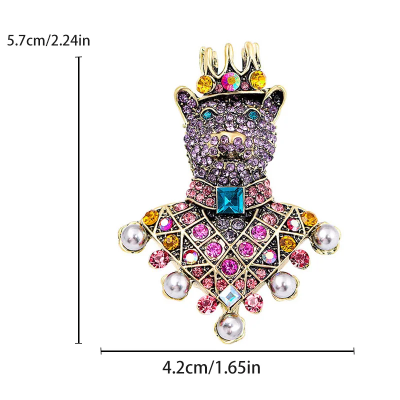 Antique Vintage plein strass cour baroque luxe tigre broches perle Animal roi couronne broche broche créatif Corsage bijoux