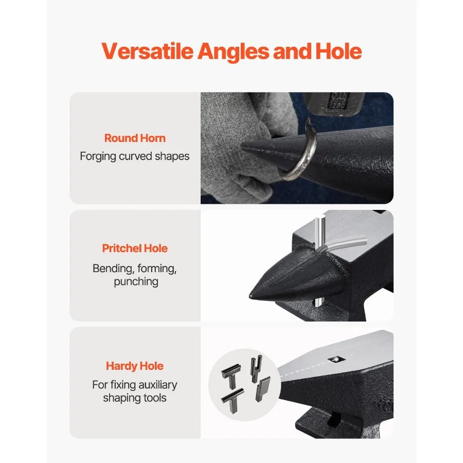 سندان من الفولاذ المصبوب 22 رطل 10 كجم سندان بوق واحد مع سطح كبير وقاعدة ثابتة وسندان مستدير متين عالي الصلابة #5
