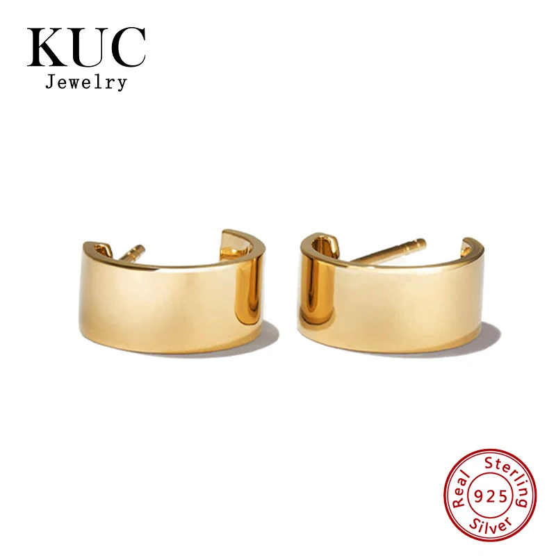 Classic Hot Sale 925 Sterling Silver Earrings for Women Fine Jewelry 18k Gold Plated Chunky Huggie Hoop Earrings
