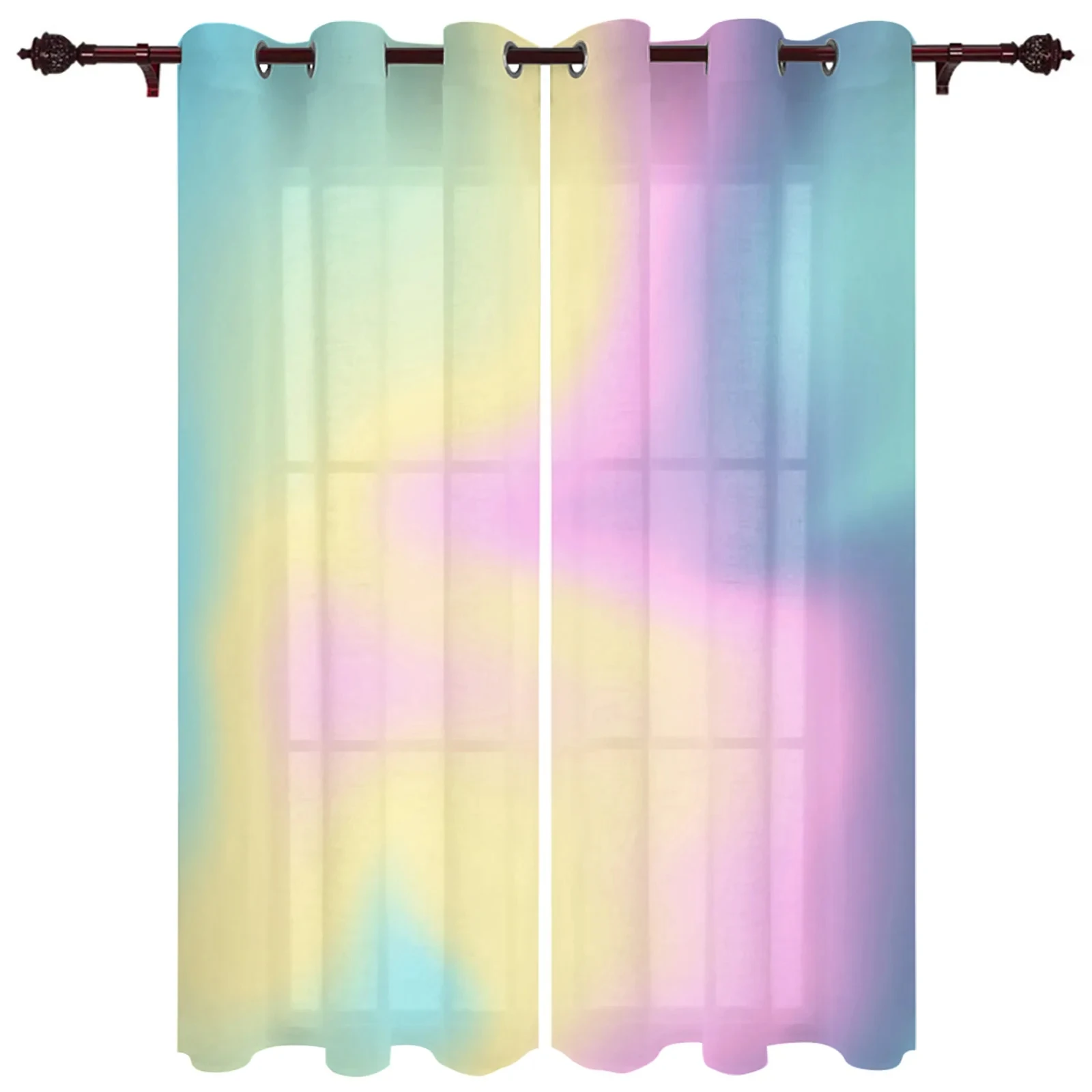 Rainbow Pink Morning Glow Curtains for Home Living Room Window Decoration Curtains In Home Kitchen Luxury Bedroom Drapes