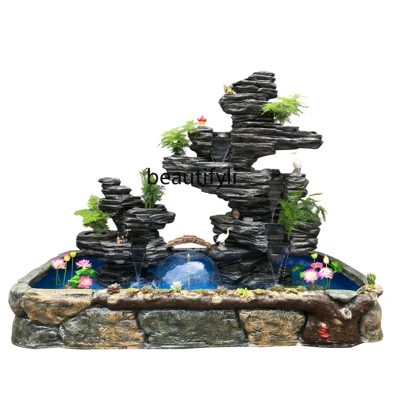 

Rockery fountain flowing water fish pond courtyard landscape waterfall landscaping decoration hotel office balcony ornament