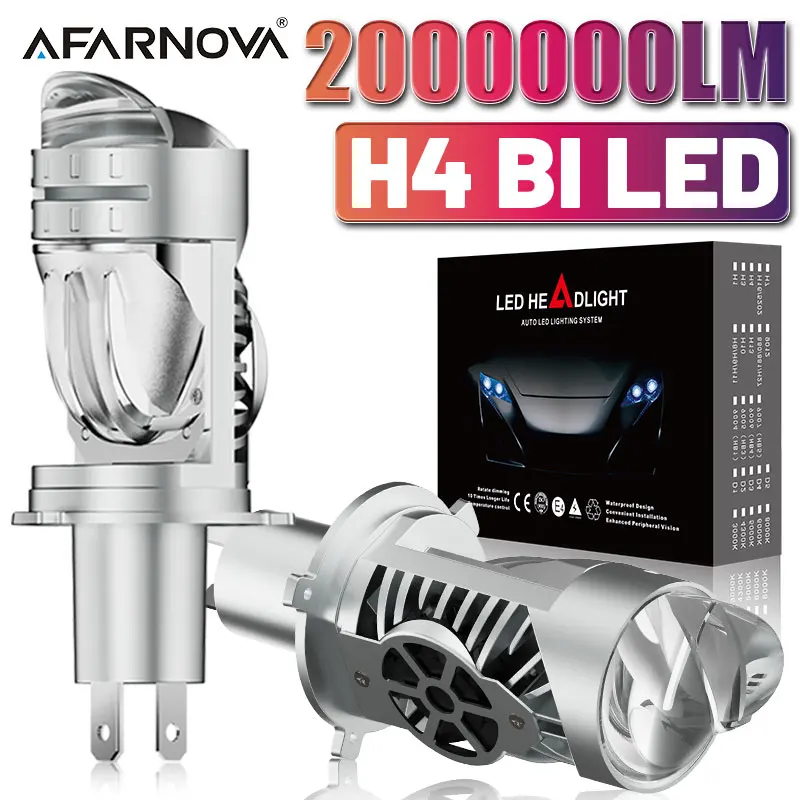 

H4 Bi LED Projector Lens Auto Headlight Bulb Plug&Play 9085 CSP Canbus Auto Motorcycle Turbo Lamps Dual High Low Beam LHD 12V