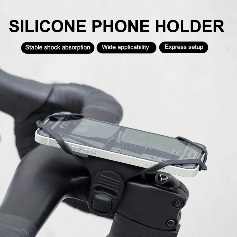 Universal Silicone Bike Phone Holder - Motorcycle Handlebar Bracket Stand for 4-7 Inch Phones Bicycle Accessory