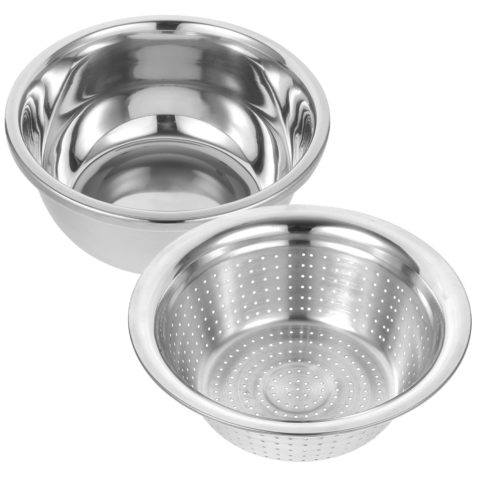 

Double-Layer Stainless Steel Kitchen Fruit Vegetable Drain Basket Silver Washing Storage Colander Holder Draining Basket