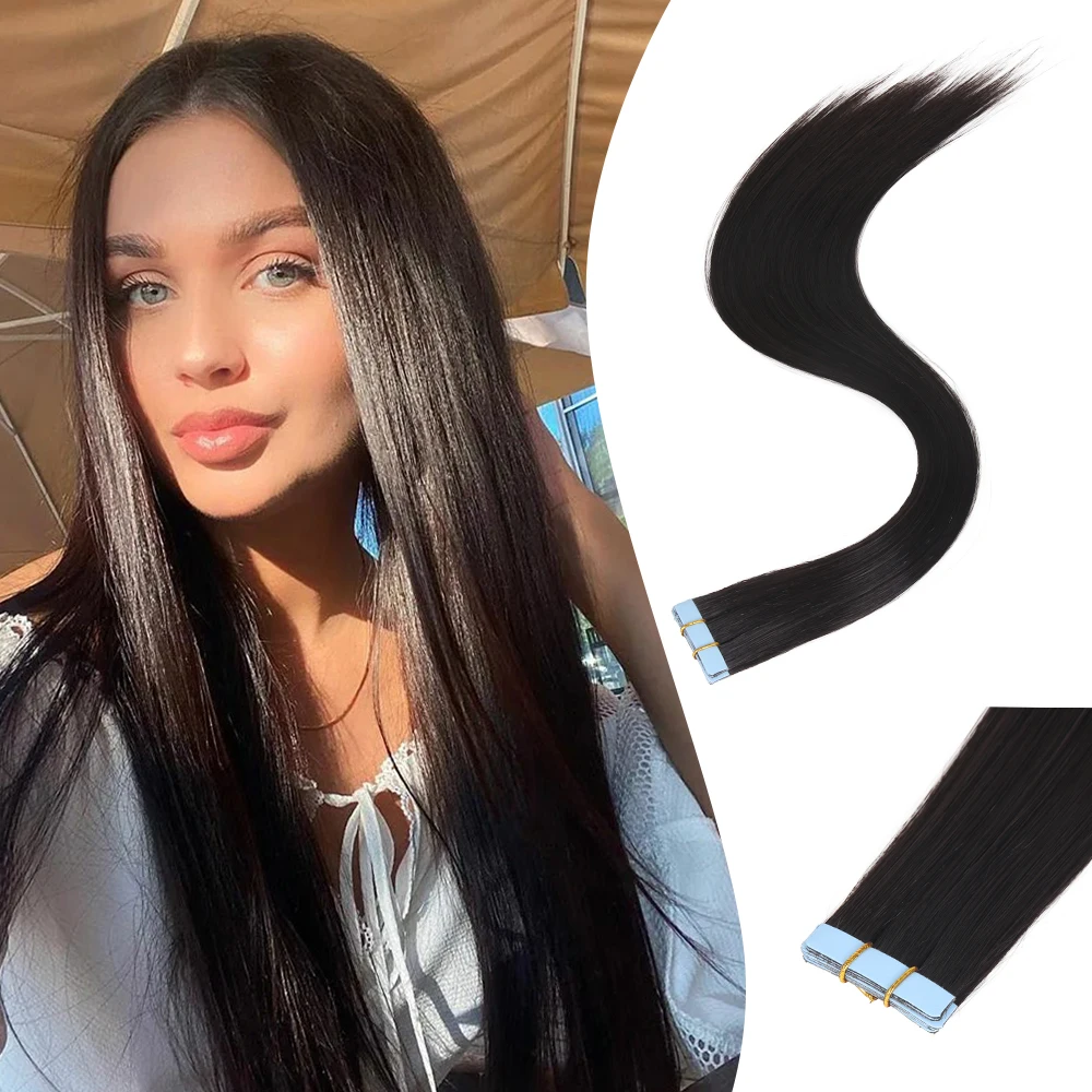 

26Inch 10pcs Synthetic Tape In Straight Hair Extensions Seamless Invisible Adhesive Mixed Colord Tape In Hair Extensions For Eve