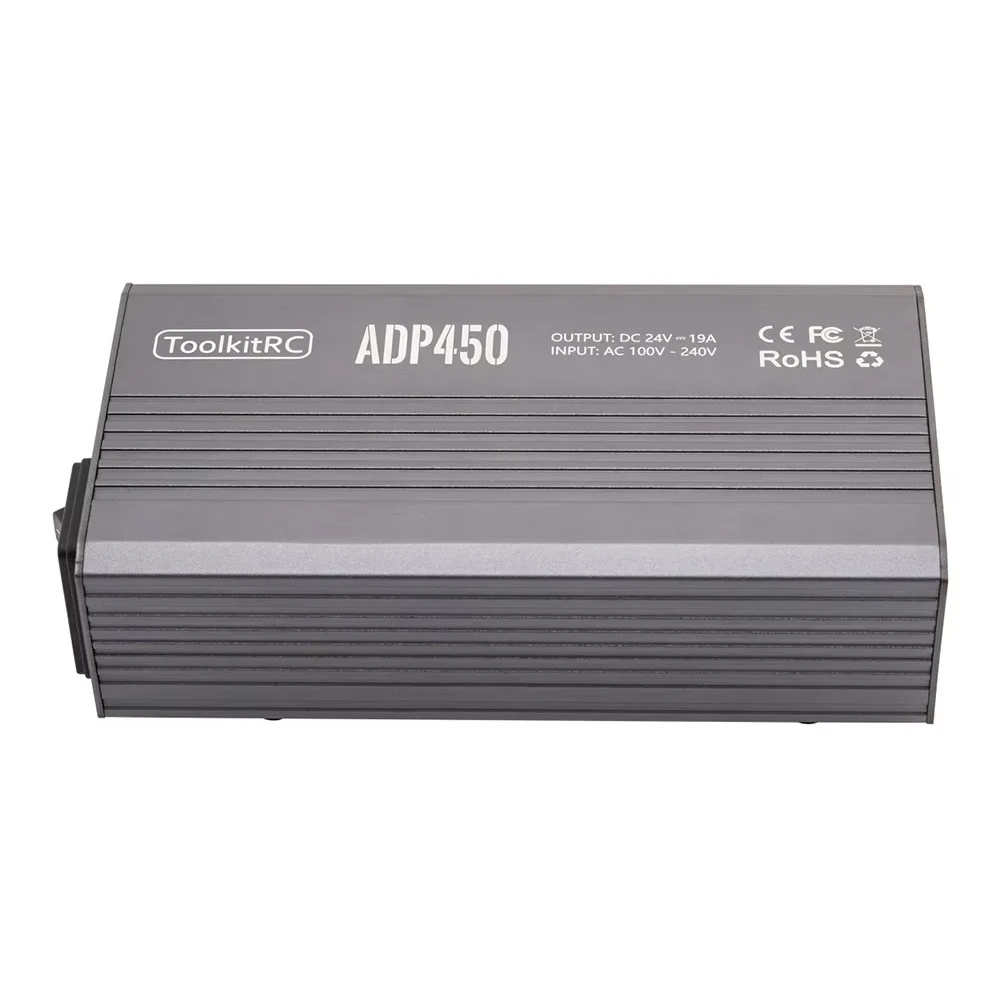 ToolkitRC ADP450 Adaptador de fuente de alimentación 450W XT60 salida 24V19A Entrada de CA 100V-240V para ToolkitRC M8D M6D M8P M9 Cargador de batería