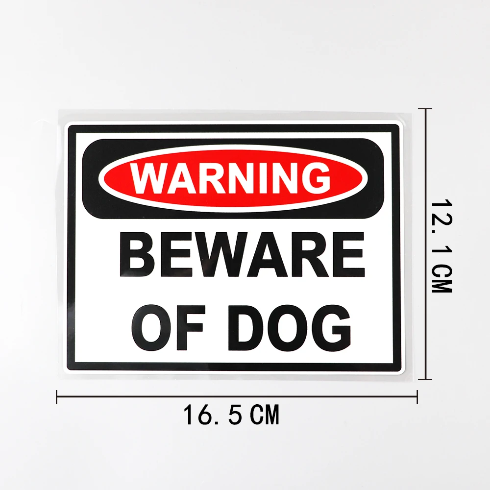 BEWARE OF DOG Sign Waterproof Decal PVC Car Sticker 16.5CM×12.1CM