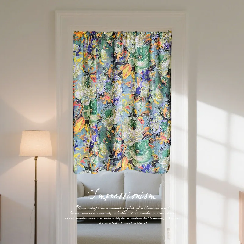 French Vintage Impressionist Oil Painting Door Curtain Artistic Floral Print For Bedroom Entryway Living Room Home Decor