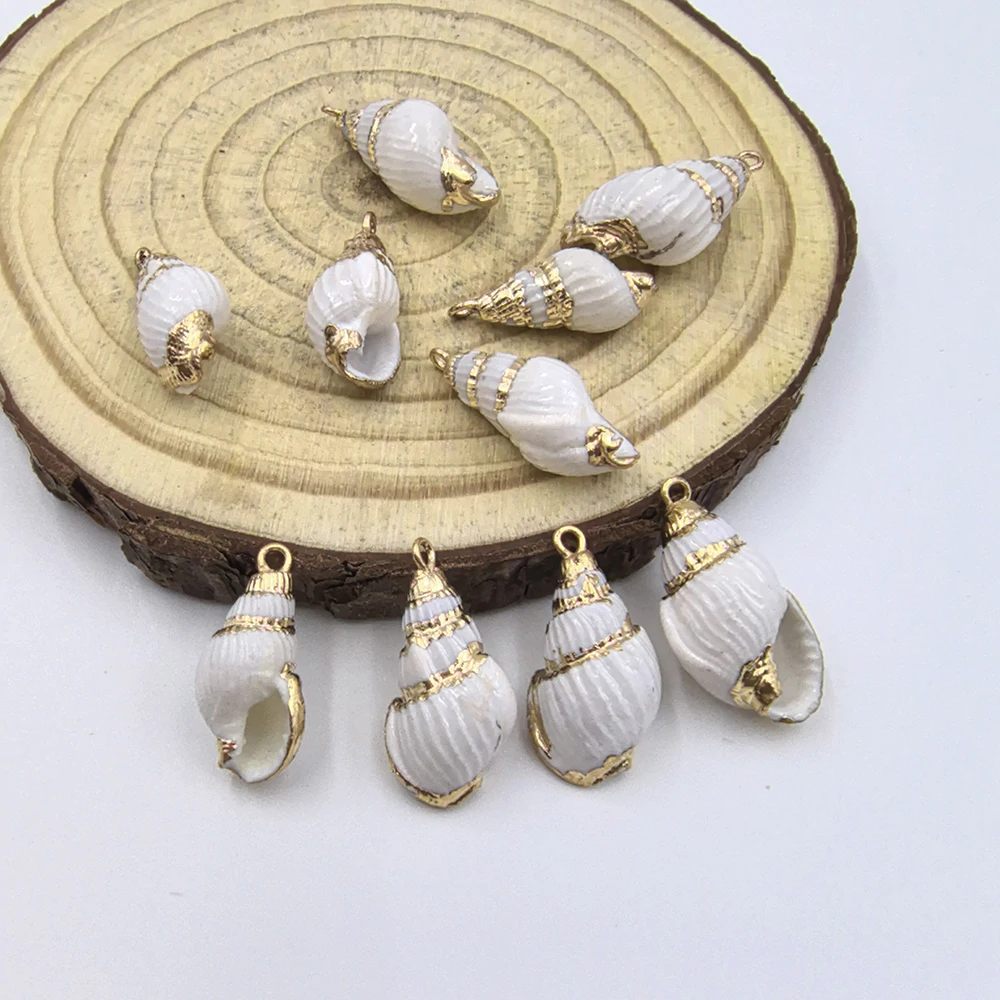 1/2PCS Gold Edged White Conch Natural Conch Pendant DIY Jewelry Making Bead Summer Beach Style Necklace Bracelet Accessories