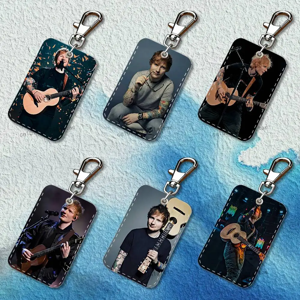 

Singer Ed-d S-Sheeran Rectangle Card Case Leather Card Holder Keychain Key Ring Transportation Card Case