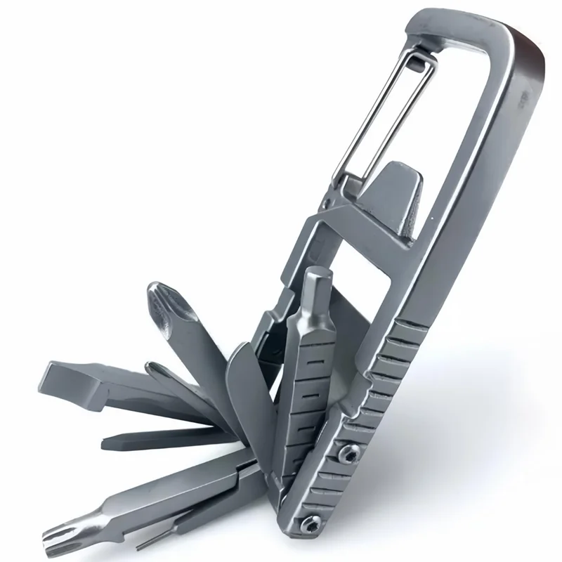 

A82I-Bottle Opener Phone Holder Multi Tool 13In 1 Mini Tool Carabiner Screwdriver Mini Multitool For Outdoor