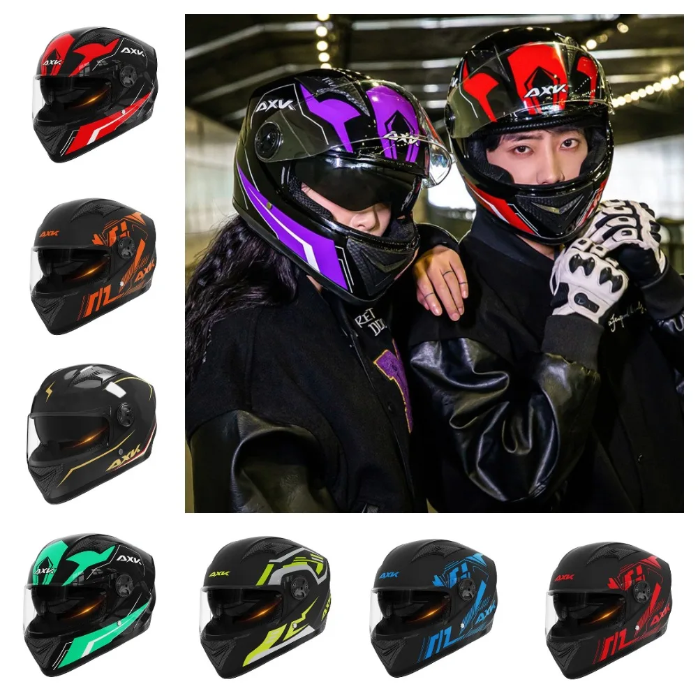 AXK Full Face Helmet Double-layer Mirror Insulation Moto Helmet Anti Glare 54-61cm Motorcycle Riding Helmet Men Women