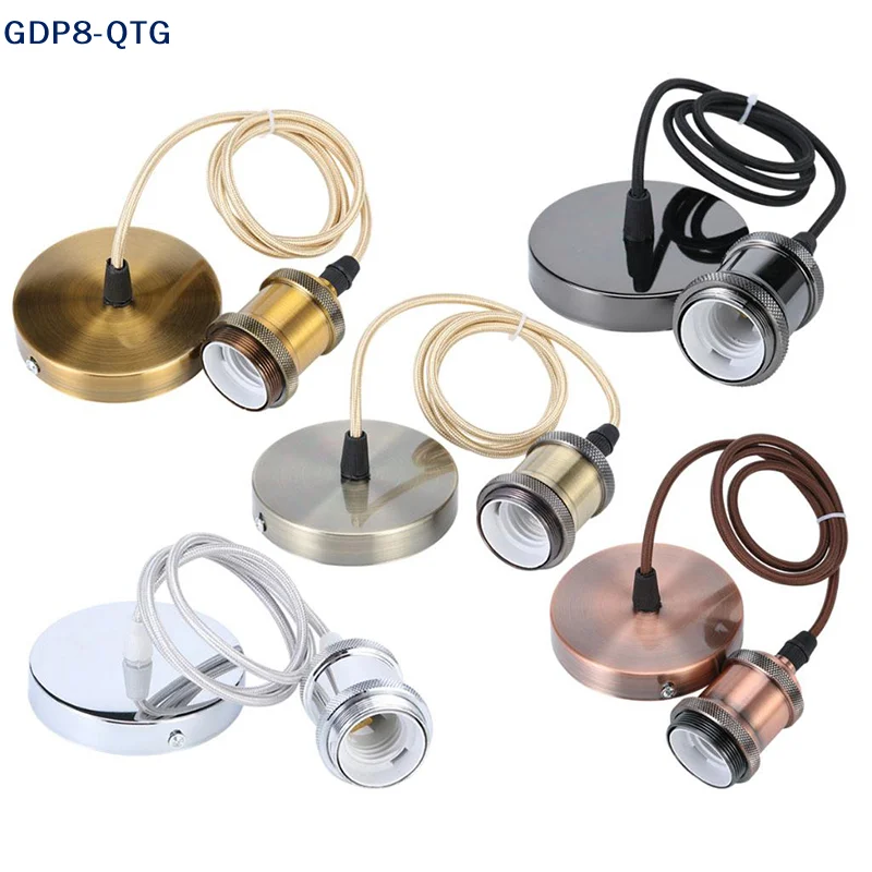 

Хит продаж! Потолочный светильник-держатель для лампы E27 из алюминия, комплект с одним патроном и кабелем 1 м, винтажный стиль