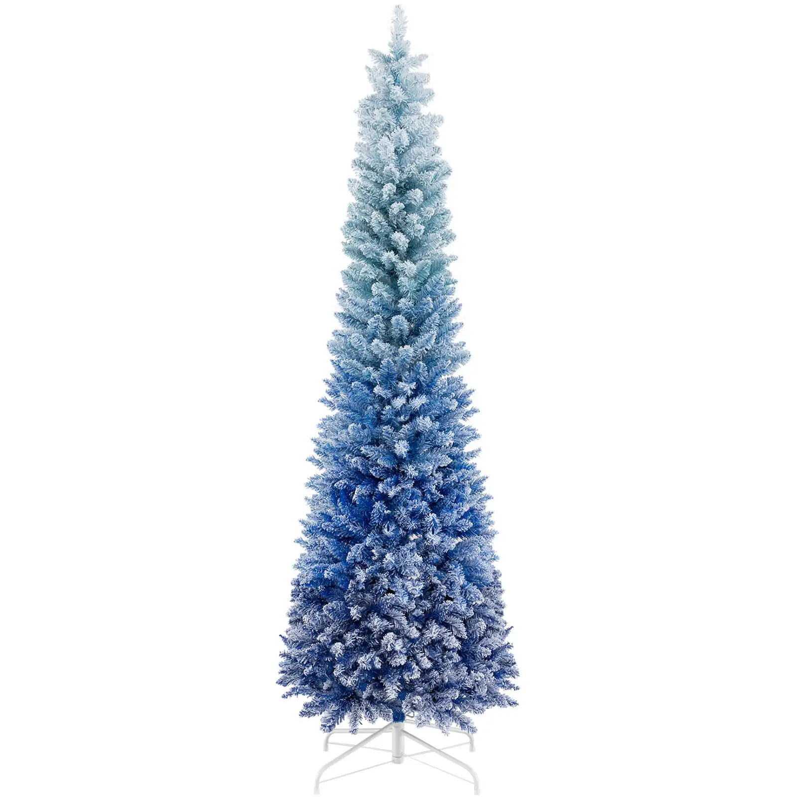 

7 FT Blue Gradient Snow Flocked Artificial Christmas Tree w/725 Lush Branch Tips