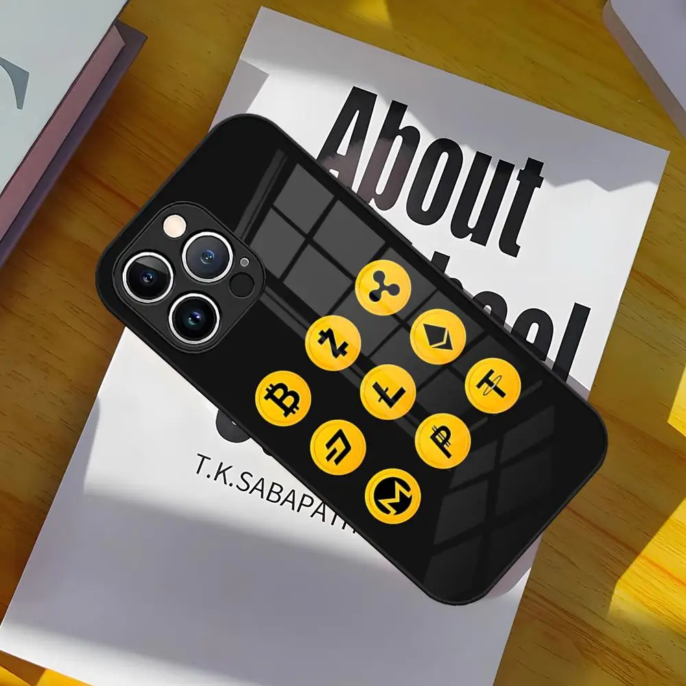 Binance Bitcoin حالة الهاتف التشفير ، غطاء الزجاج المقسى لفون 15 Pro Max ، 14 Pro ، 16 ، 12 ، 11 ، 13 Mini ، X ، XR ، XS ، 8 ، 7 Plus ، SE #6