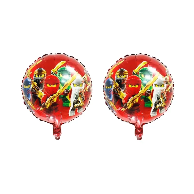 2 runde Ninja-Folienballons, Aluminium-Heliumballons für Kindergeburtstagsfeiern, Dekorationen und Zubehör