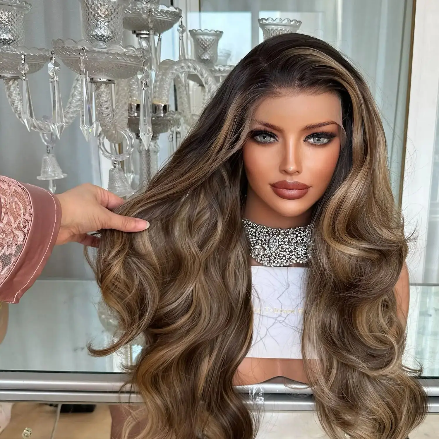Soft Chestnut Brown Highlight Lace Front Wigs Wave Wig for White Black Women Heat Resistant Synthetic Lace Wig Daily Cosplay Use