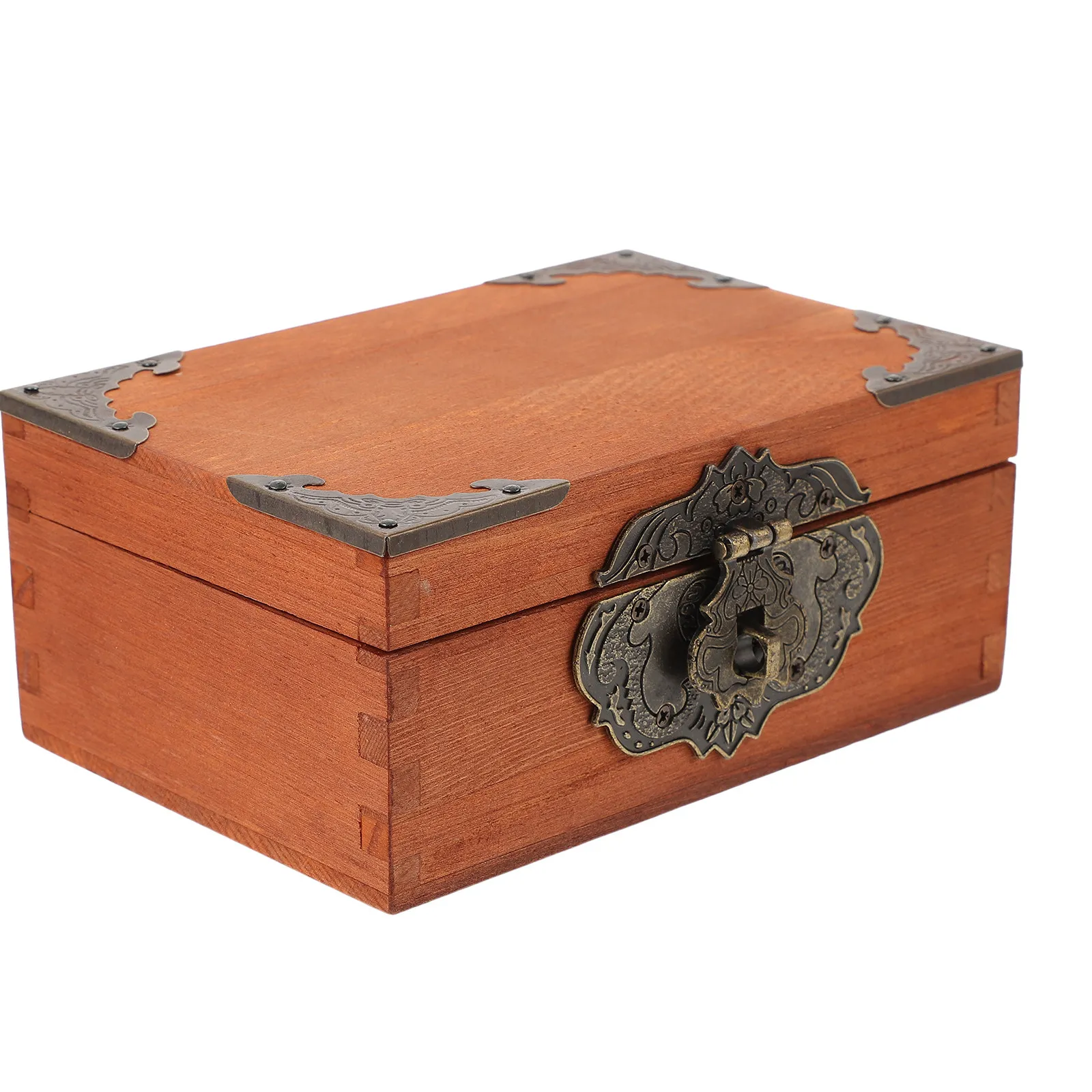

Набор из 1 шт. Изысканная деревянная шкатулка для хранения в винтажном стиле с замком, ретро-узор, настольное украшение, органайзер для украшений, большая вместимость, для дома