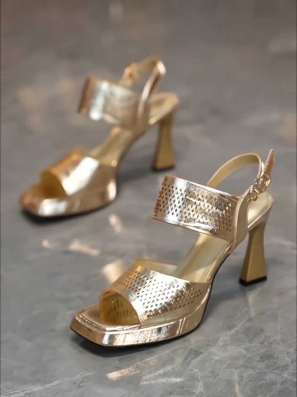 

Women's Chunky Heel Sandals Summer New Fi Mouth Waterproof Platform One-Strap Sexy Hollow Faion High Heels Korean Sle