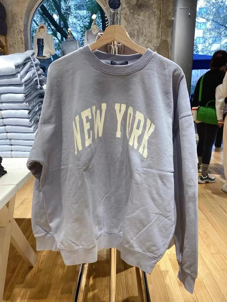 

Letter Print Casual Sweatshirts Women Y2k Streetwear Soft Cotton Round Neck Pullovers Top Autumn Vintage Preppy Loose Hoodie