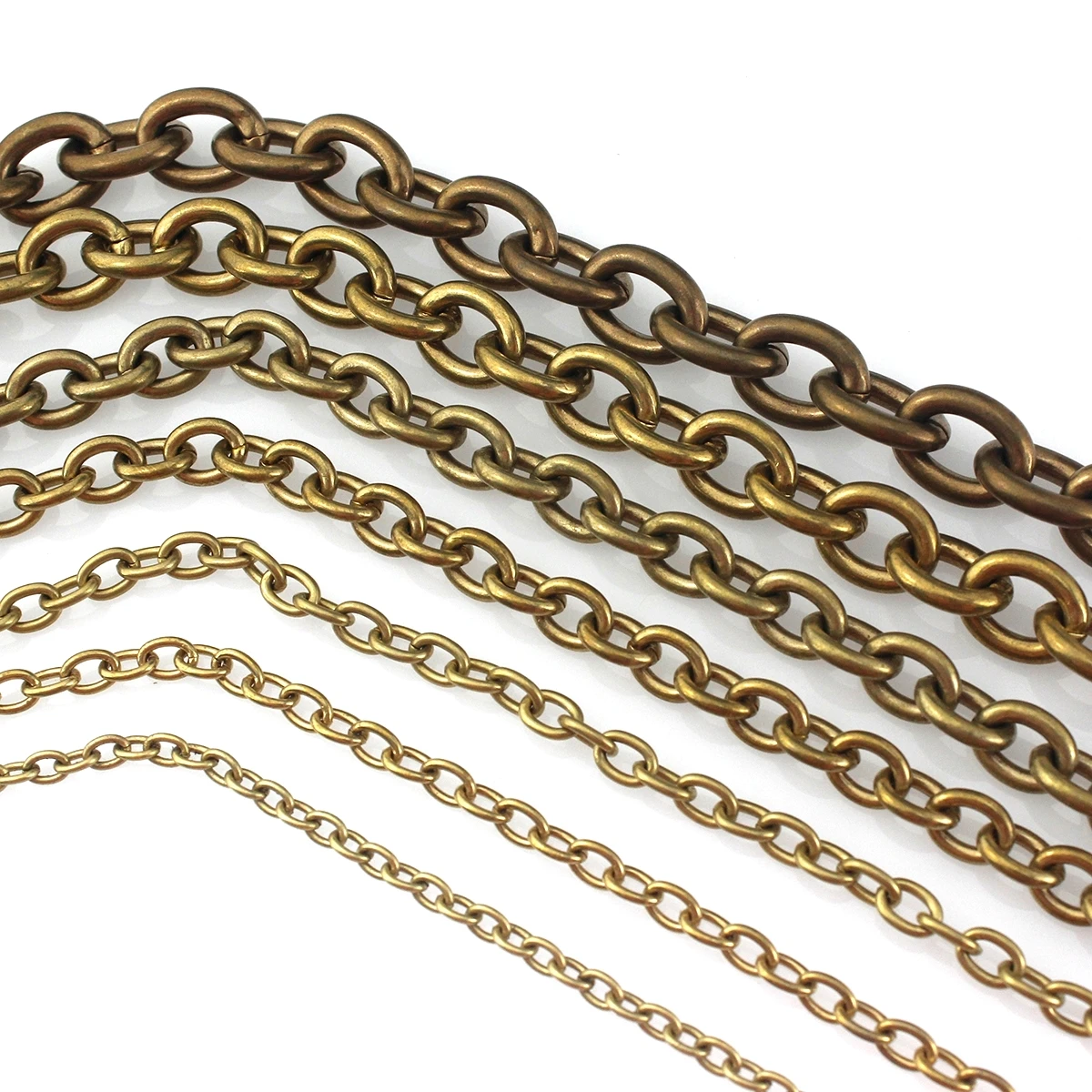 1 Meter Solid Brass O Ring Bags Chain Link Necklace Wheat Chain None-polished Bags Straps Parts DIY Accessories 7 Sizes