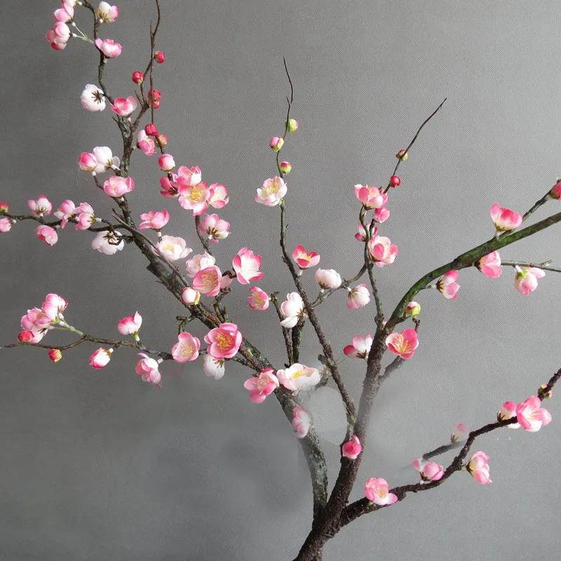 Flor Artificial realista de ciruelo de 120cm para habitación, boda, rama de flor de ciruelo falsa para decoración de jarrón de escritorio, fiesta de cumpleaños