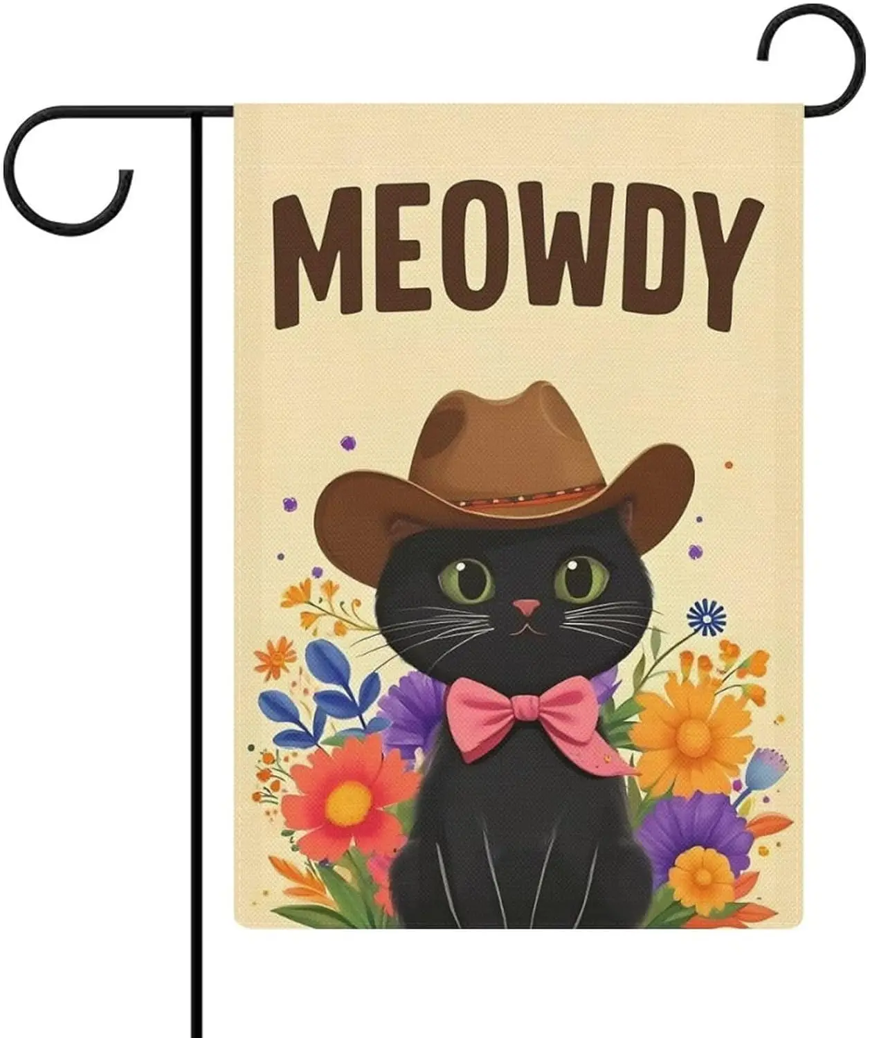 Флаг для сада Meowdy с ковбойским котом, 12x18 дюймов, двусторонний, для улицы, маленький, из мешковины, для украшения двора, DDI GGX