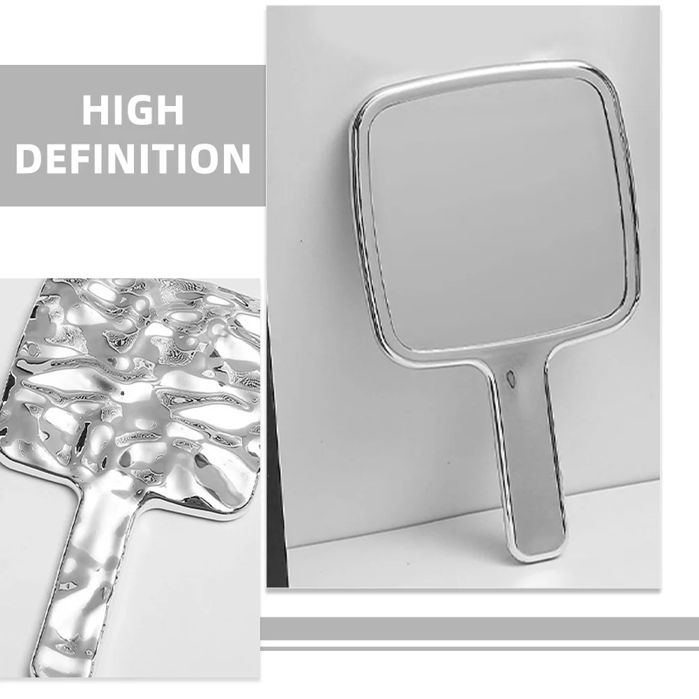 Handheld make-upspiegel Zilver Draagbaar High-Definition reflecterend oppervlak Gegalvaniseerde afwerking Stijlvol accessoire voor dames