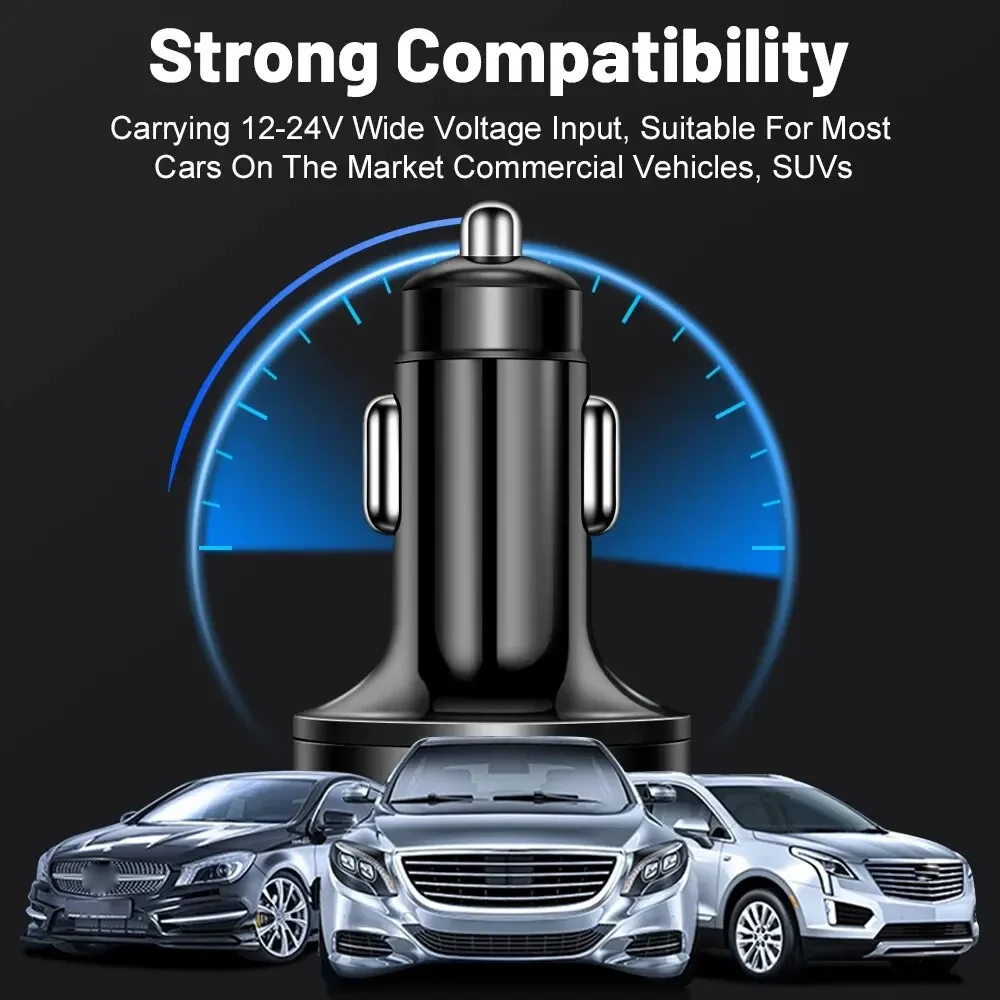 Car Charger Fast Charging PDOC3.0USBC 6-port Mobile Phone Charger Type C Car Adapter for iPhone Samsung Huawei Xiaomi