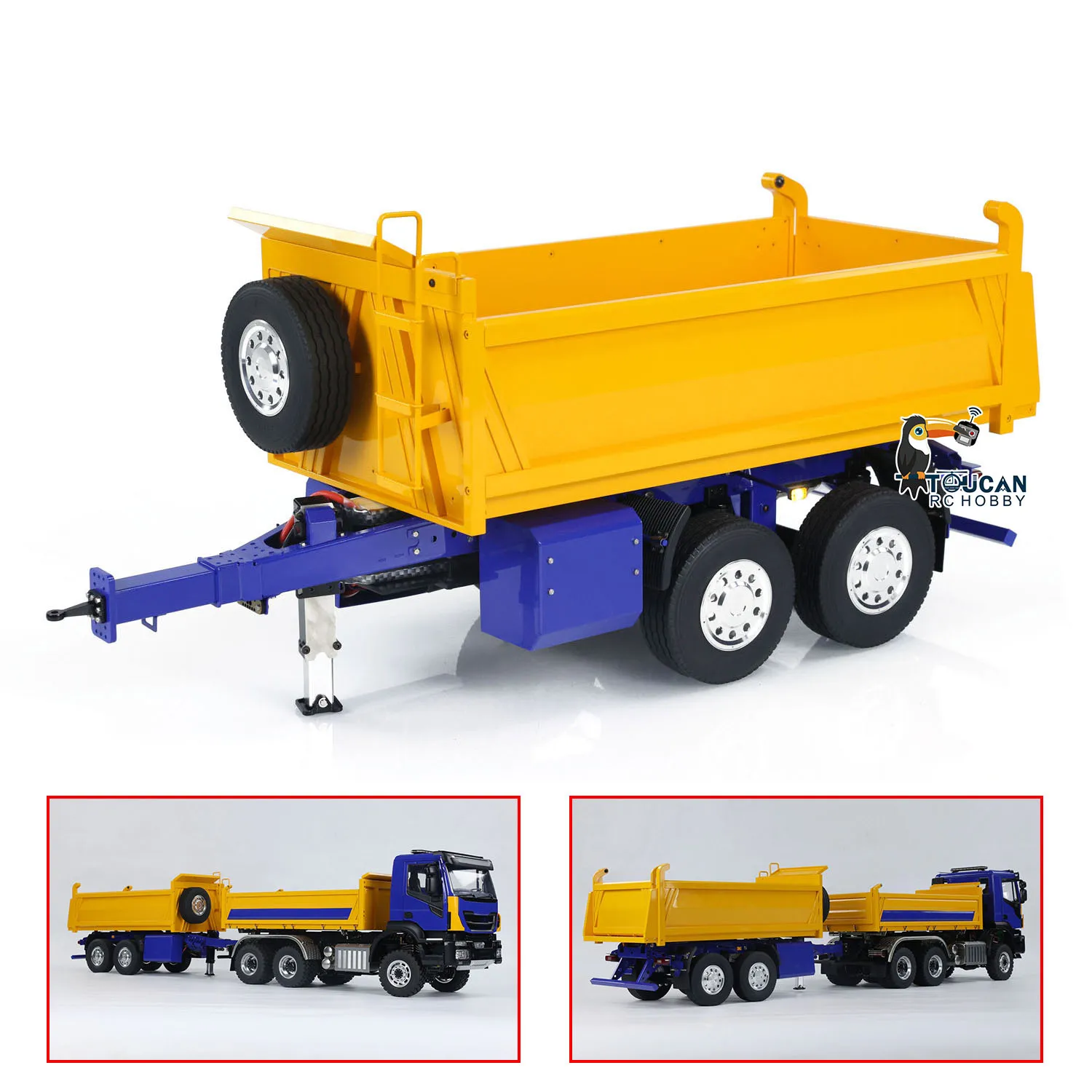 Toys LESU Metal 1/14 2-Axle RC Hydraulic Trailers Electric Self-dumping Full Trailer for Toys RC Dumper Tipper Vehicle Model