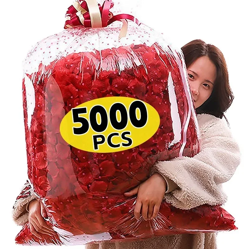 5000/100 Uds. Pétalos de rosa artificiales falsos pétalos de rosas de seda de simulación coloridos rojos para decoración romántica de fiesta de boda del Día de San Valentín